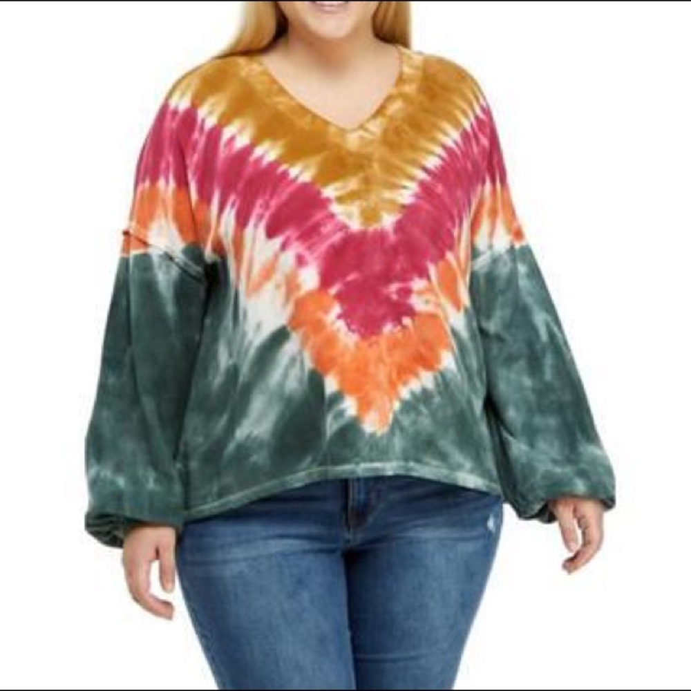 $59 NWT sz L oversized tie dye v neck sweatshirt